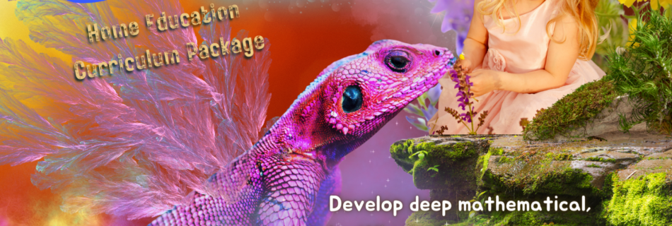 Dragonology Home Education Curriculum. A young child sits on a mossy ledge, happily feeding a purple dragon.